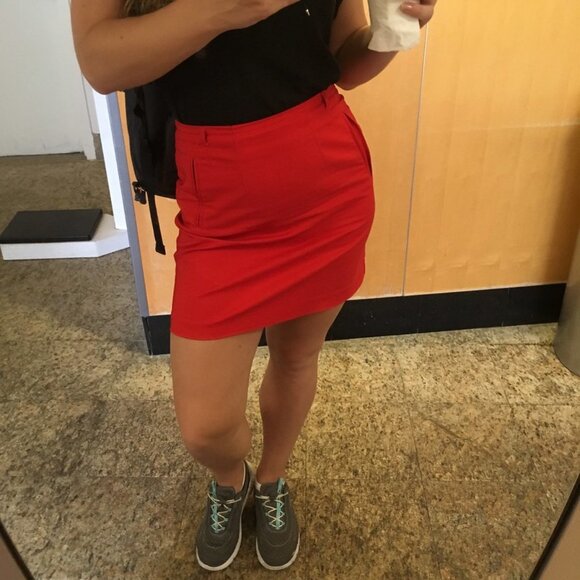 H&M Stretchy Pencil Skirt True Retro Strawberry Retro Red Hi-Rise - Picture 5 of 11